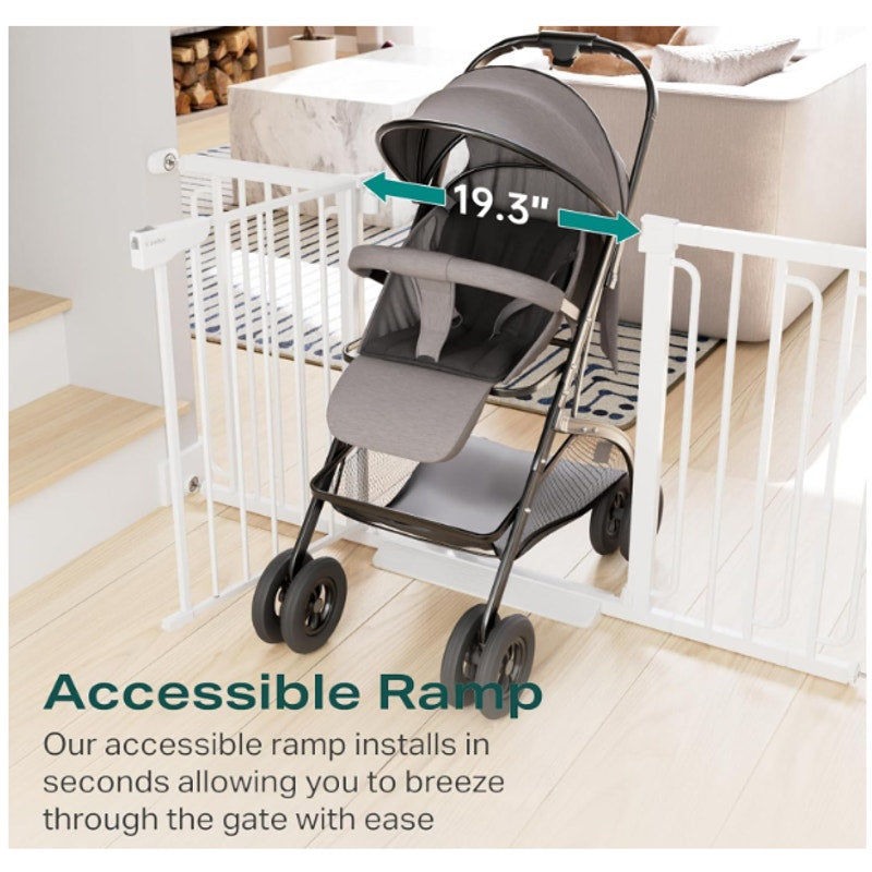 Cumbor 29.7-57" Wide Baby Gate Self Closing Dog Gate Pressure Mounted - White