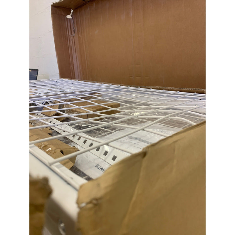 FLEXIMOUNTS 4ftX8ft Heavy Duty Overhead Adjustable Ceiling Storage Rack, White