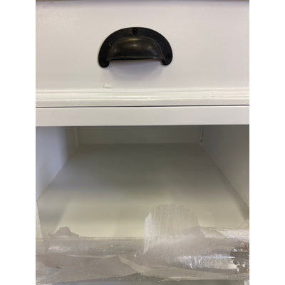 Novasolo Bedside Table w Shelves/ Drawer, Halifax Collection White 23 x 17 x 16"