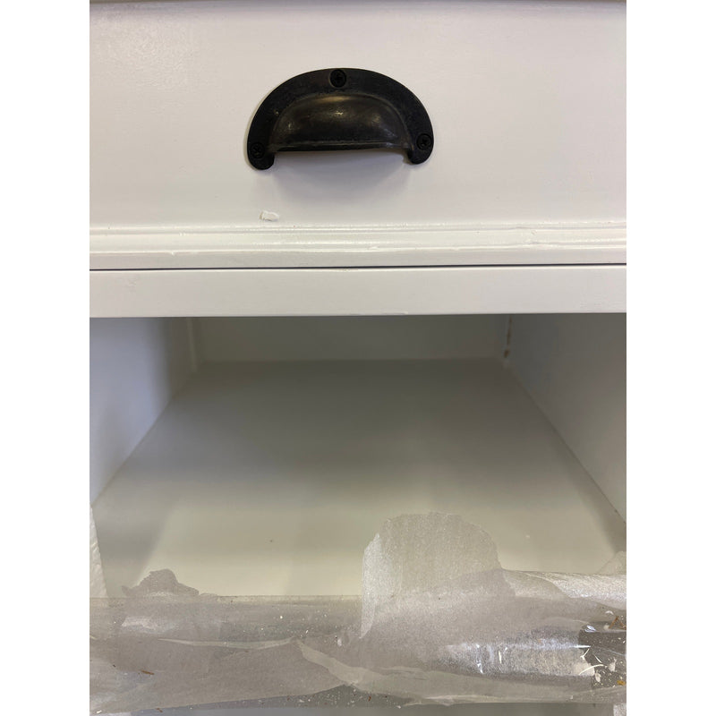 Novasolo Bedside Table w Shelves/ Drawer, Halifax Collection White 23 x 17 x 16"