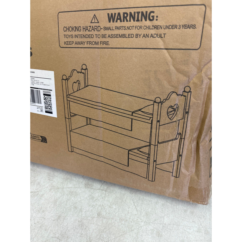 ROBUD Pink Princess Bunk Bed, Doll Bed Set w Curtain, 22.2"x18.7"x12.2" - WRP35