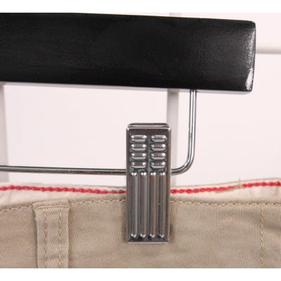 Case-of-50 SSWBasics 14-inch Black Wood Skirt and Pants Hangers