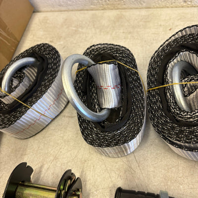 Waltyotur 4 Pcs Auto Lanyard Ratchet Straps 2 x 96 Gray / Black 3300 LB CAP