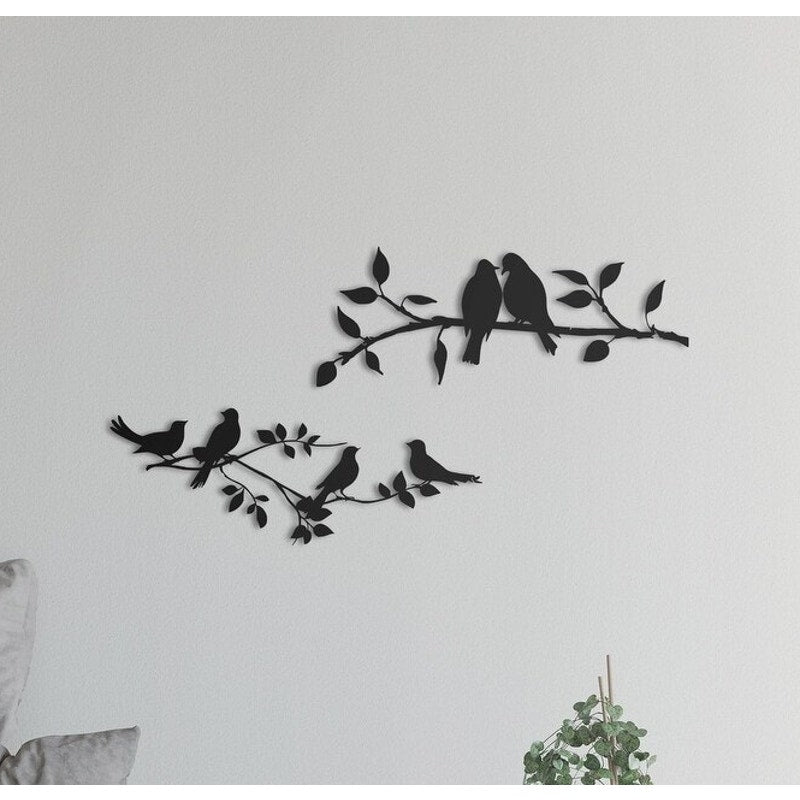 Northshire Hanging Wall Décor, Birds On Branches, Metal, Ready To Hang - Black