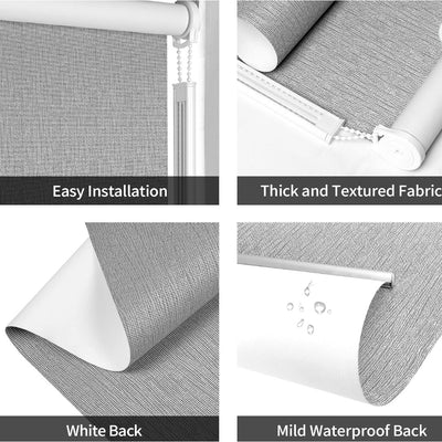 HOMEBOX 100% Blackout Roller Shade Striped Jacquard Blinds 43"x72" - Grey