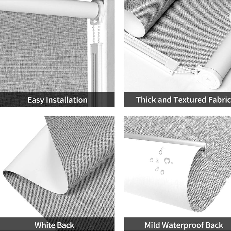 HOMEBOX 100% Blackout Roller Shade Striped Jacquard Blinds 43"x72" - Grey