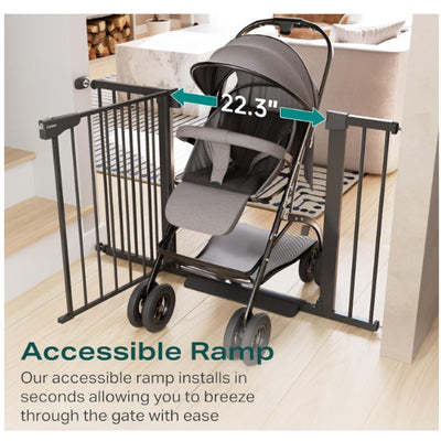 Cumbor 29.7-46" Wide Baby Gate Self Closing Dog Gate Pressure Mounted - Black