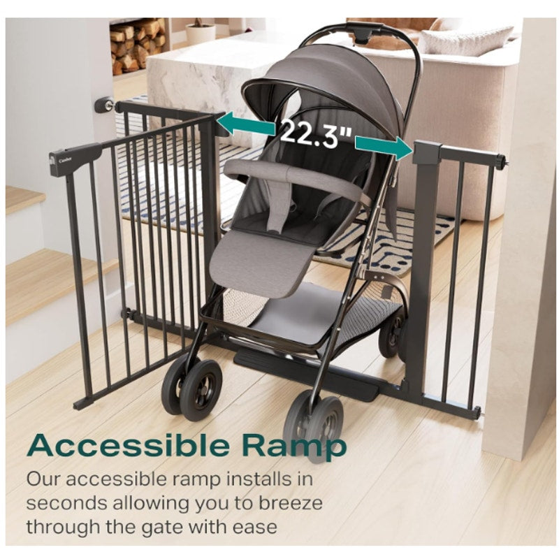 Cumbor 29.7-46" Wide Baby Gate Self Closing Dog Gate Pressure Mounted - Black