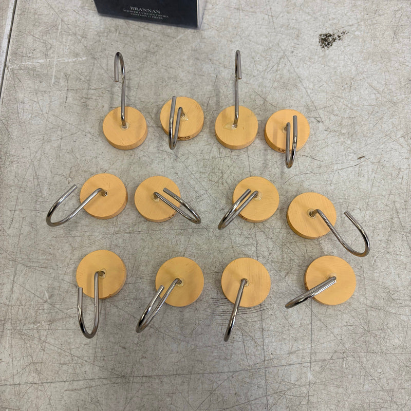 Ugg Brannan 12-Piece Button Shower Curtain Hooks, Bathroom Accessories - Tan