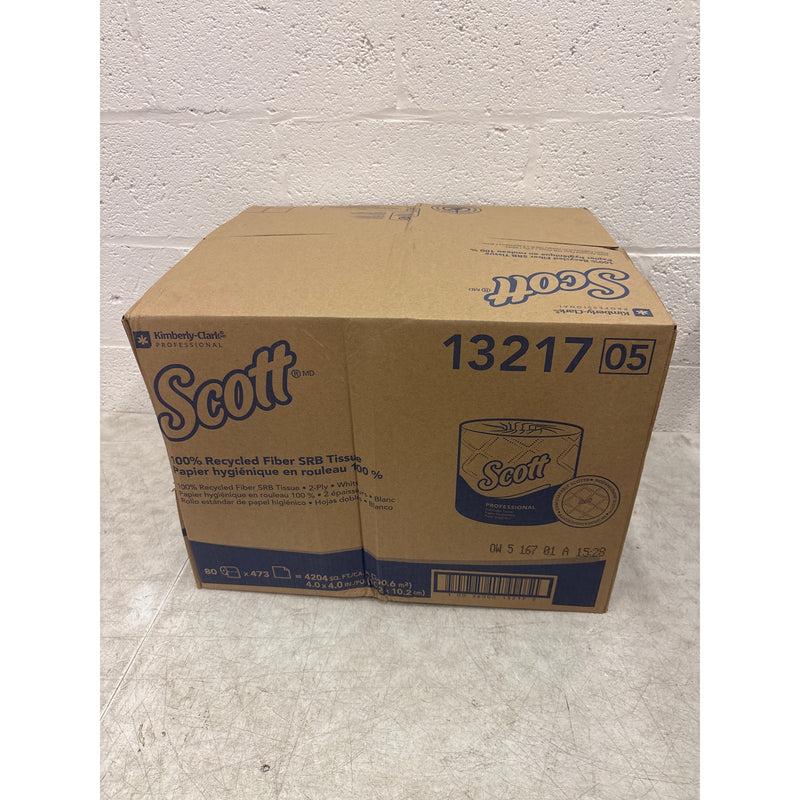 80 Rolls Scott Professional Toilet Paper 2-Ply 100% Recycled Fiber Standard Roll