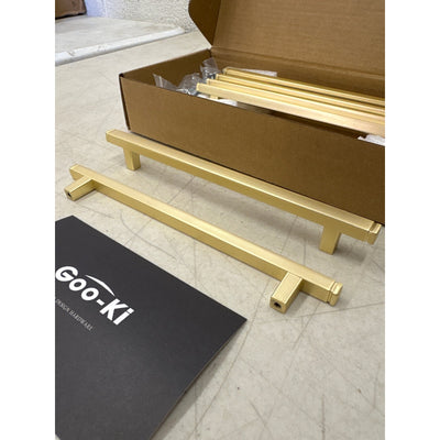 6-Pack Goo-Ki 6-1/4" Hole Center Cabinet Pulls Brushed Brass, Drawer Hardware