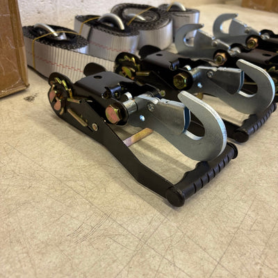 Waltyotur 4 Pcs Auto Lanyard Ratchet Straps 2 x 96 Gray / Black 3300 LB CAP