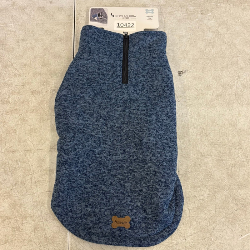 Koolaburra by UGG Pet Flannery Half Zip Dog Vest - 17-18" Collar, Blue - Large