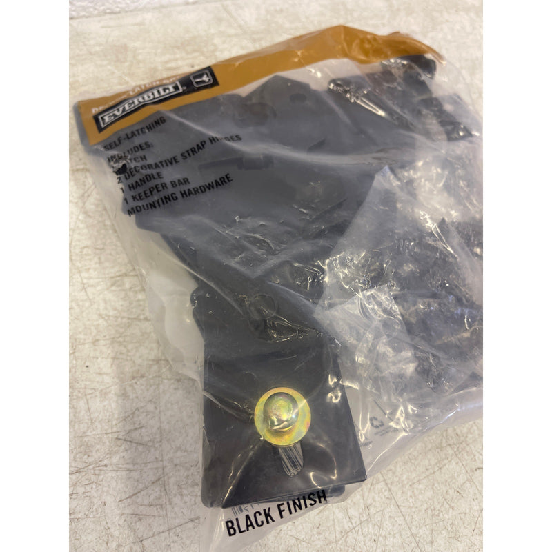 Everbilt Deluxe Self Latch Gate Set, Steel, Reversible Pin, Heavy Duty - Black