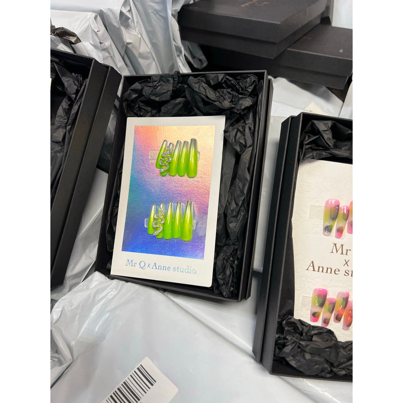 Pallet-of-150+ Mixed Sets of Acrylic Press On Nails, Mixed Colors & Designs, Application Kit, NEW