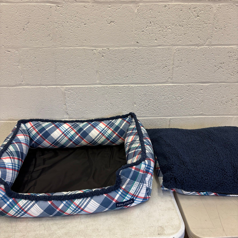 Nautica Rectangle Pet Bed 30"x 24"x 8" Dog Bed Plaid Multicolor Design - Medium
