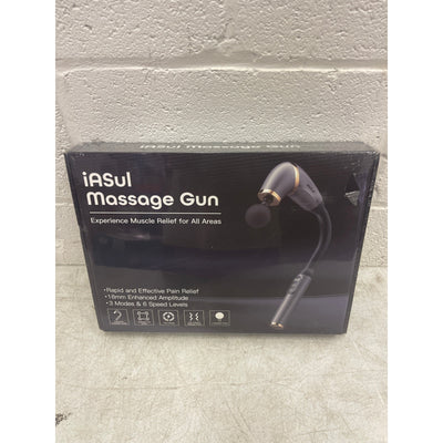 IASUI Massage Gun Extended Handle Back Massager 4 Heads, 3 Modes & 6 Speeds
