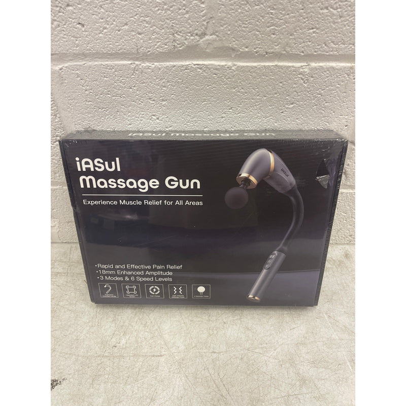 IASUI Massage Gun Extended Handle Back Massager 4 Heads, 3 Modes & 6 Speeds
