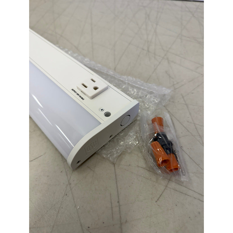 ASD LED Under Cabinet Bullnose Lighting with 1 Power Outlet, 24in 12W - White