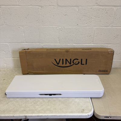 VINGLI Portable 6ft Plastic Folding Bench w Carrying Handle - 11" Wide - White