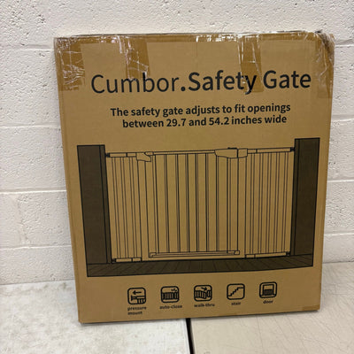 Cumbor 29.7-54.2" Wide Baby Gate Self Closing Dog Gate Pressure Mounted - White