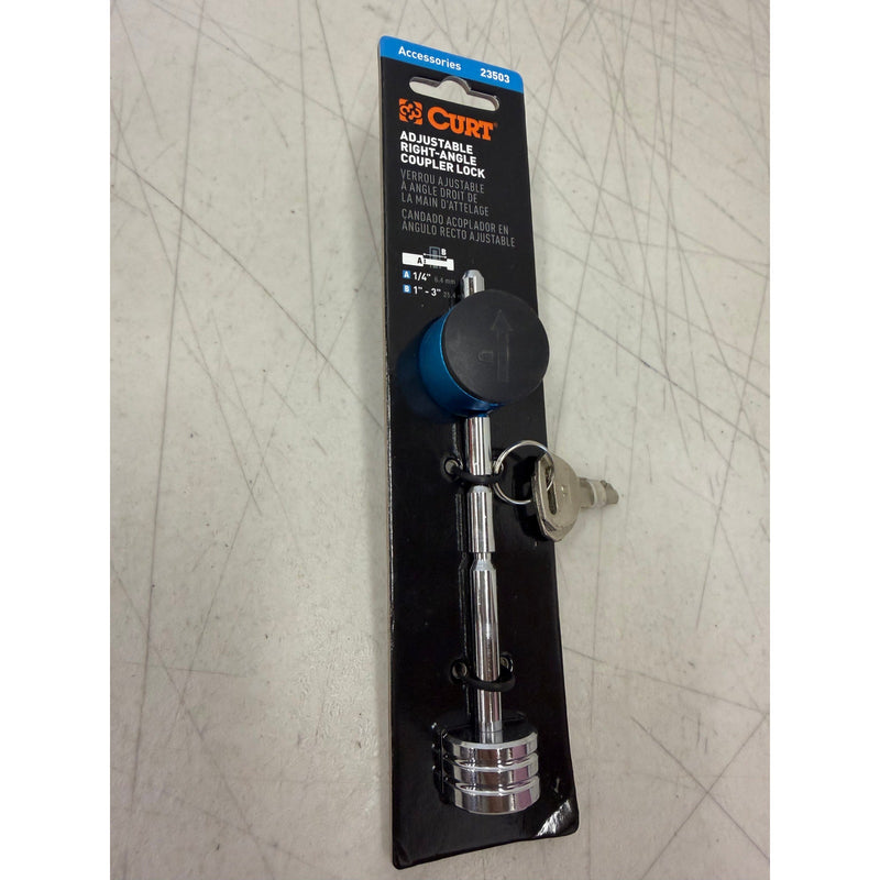 CURT Coupler Lock (1/4in. Pin; 1in. to 3in. Latch Span; Right-Angle; Chrome)