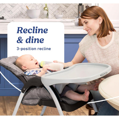 Graco Slim Snacker High Chair Ultra Slim Fast-Folding Multiple Recline Positions