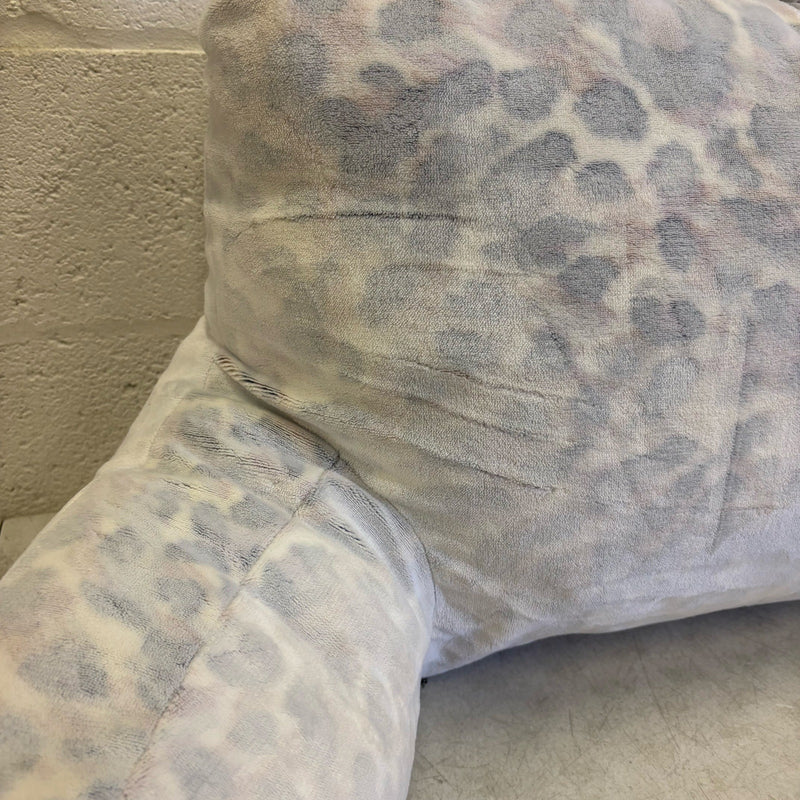UGG Plush Backrest Pillow, 36"Wx17"H Reading Pillow White w Faded Cheetah Design