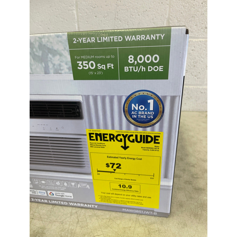 Midea Smart 8,000 BTU Window Air Conditioner, Digital Panel 350 Sq. Ft. - White
