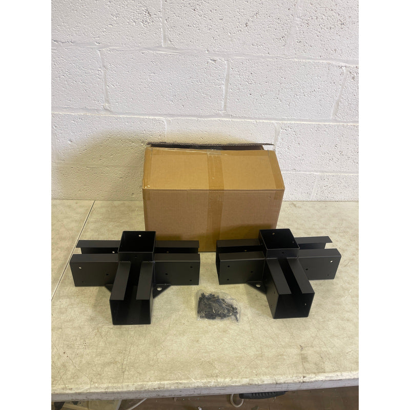 SET-of-2 4"x4" Post Base Steel 4 Way Large Right Angle Corner Base Bracket Post