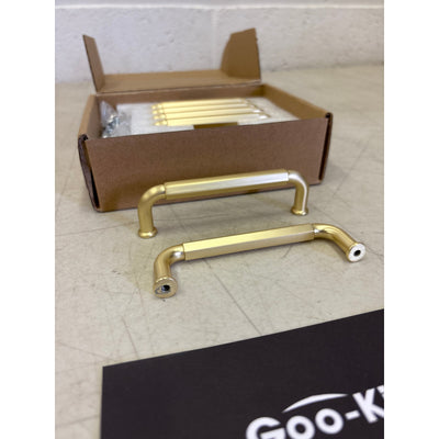 6-Pack Goo-Ki 3-3/4" Hole Center Cabinet Pulls Light Brushed Brass, Hardware