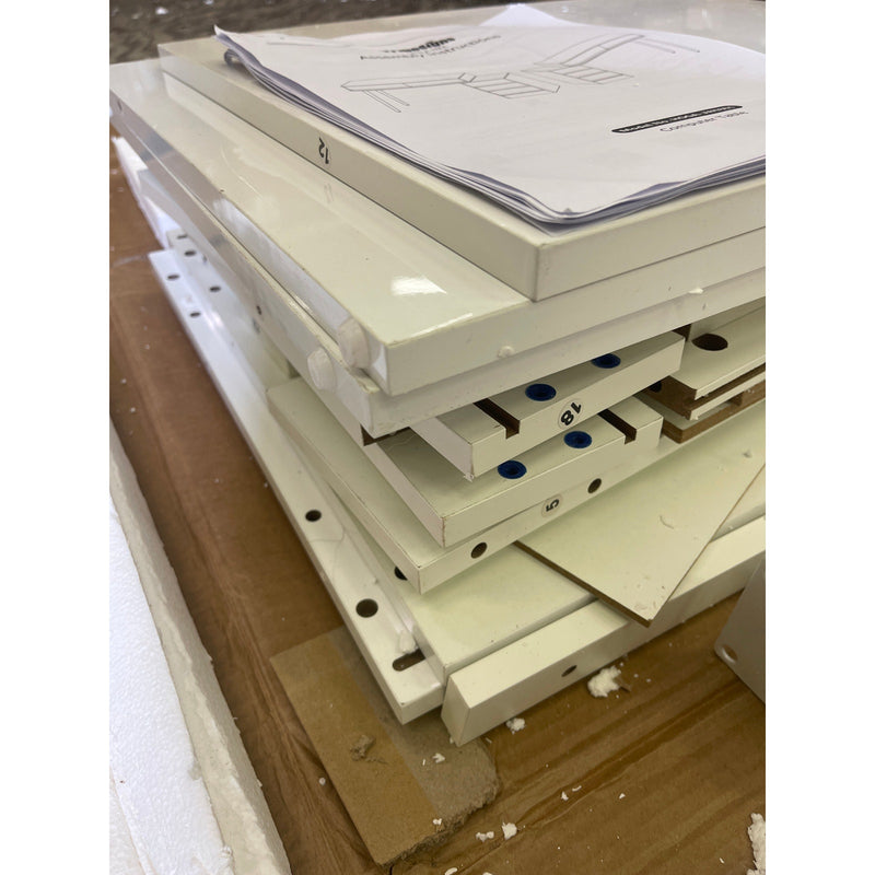 Tribesigns 55" Modern Computer Desk w 5-Storage Drawers, Reversible, White, READ