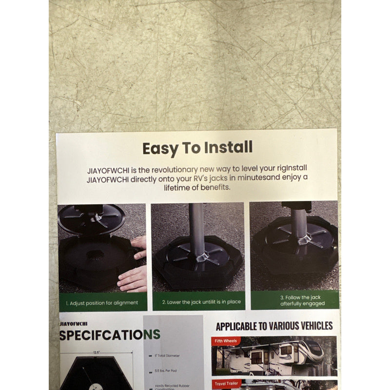 PACK OF 4 RV Leveling Pads 9" Round Landing Feet Jack Stabilizers 5000lbs CAP