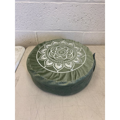 Florensi Round Meditation Cushion, Soft, Side Handle, 16 x 5 Inches, Sage Green