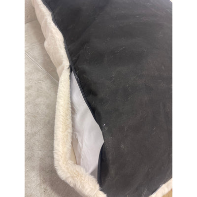 Lilly Paws Luxury Plush Comfy Dog Bed Sherpa Xtra Large, 39" x 32" x 12" - Cream / Black