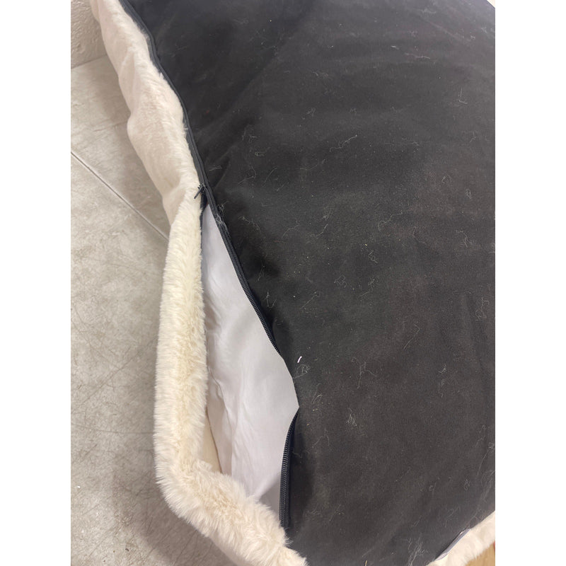 Lilly Paws Luxury Plush Comfy Dog Bed Sherpa Xtra Large, 39" x 32" x 12" - Cream / Black