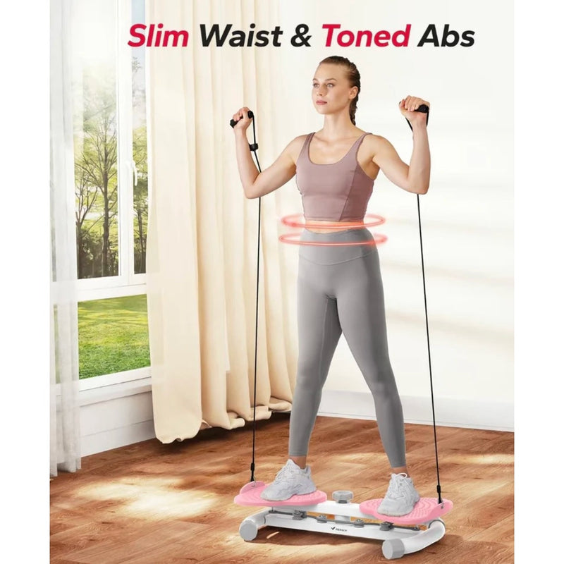 MERACH Waist Twister Ab Exercise Machine, At-Home Workout Equipment - White/Pink