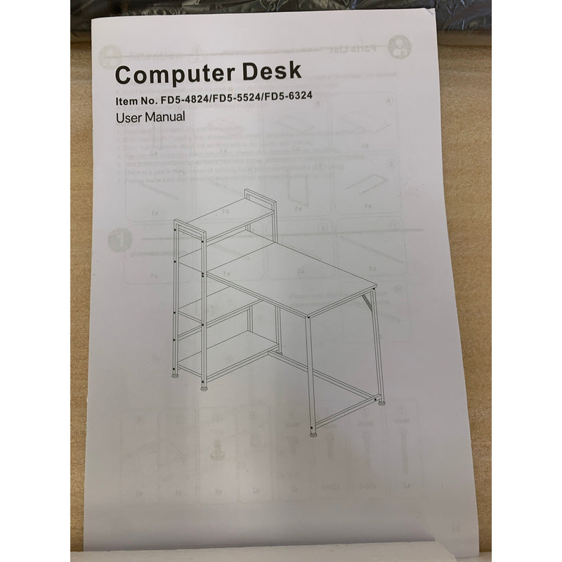 Flexispot Computer Desk Maple with 4 Tier Shelf Storage, Brown 55 x 24
