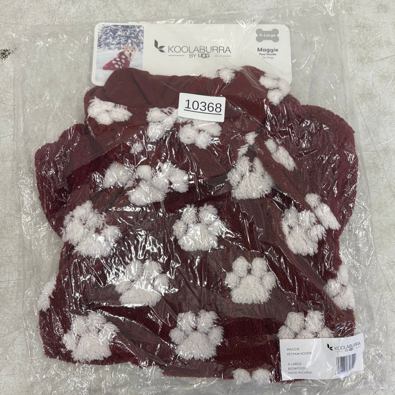 Koolaburra by UGG Pet Maggie Paw Hoodie Dog Jacket w Hood 20-21" Collar, Red XL