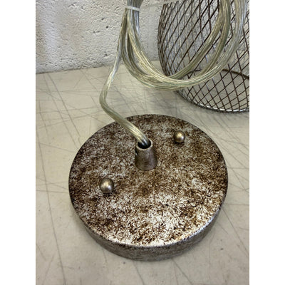 Hanging Cage Chandelier Ceiling Light Hollow Wrought Iron, Silver 6.5" W x 10" D