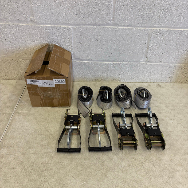 Waltyotur 4 Pcs Auto Lanyard Ratchet Straps 2 x 96 Gray / Black 3300 LB CAP