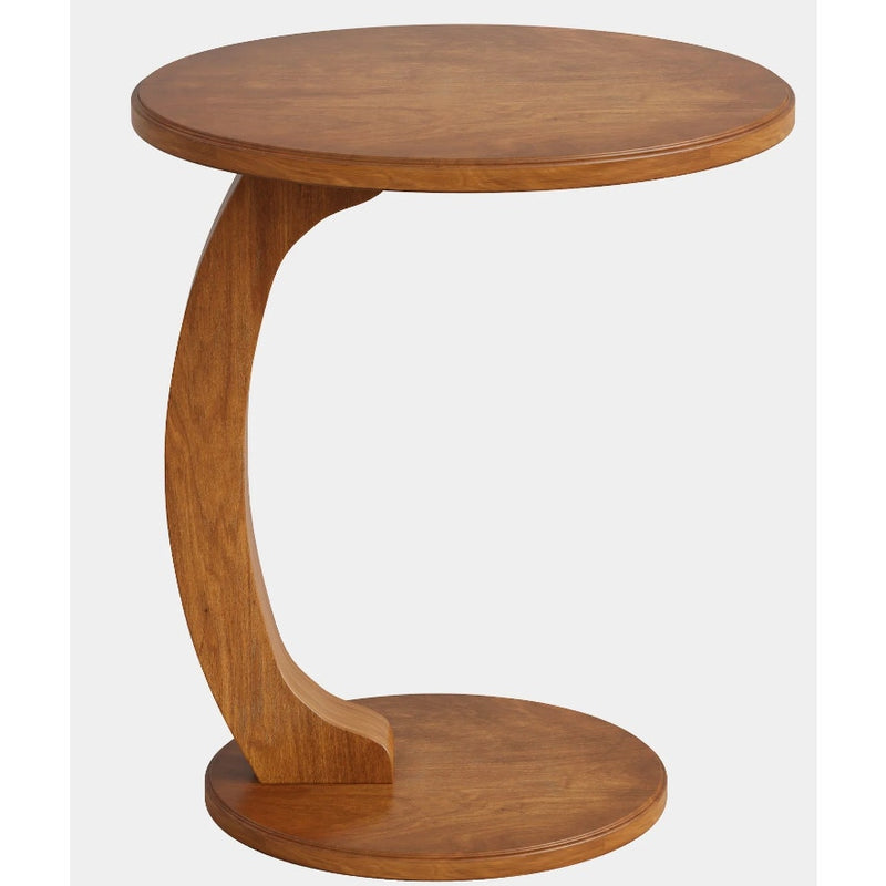 Tribesigns C-Shaped End Table, Round Solid Wood Side Table for Living Room