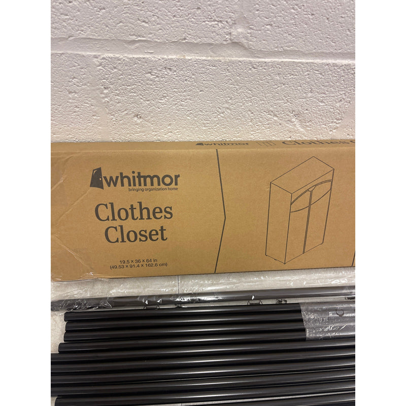 Whitmor White Clothes Closet Wardrobe, Fabric Cover 19 x 36 x 64 in Freestanding