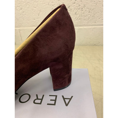 Aerosoles Shoes Betsy Comfortable Women's Almond Toe Pump Auburn Suede 10 Wide