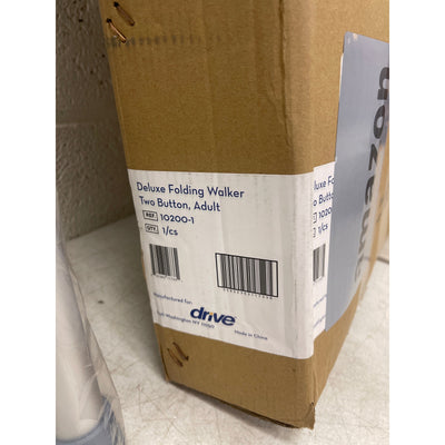 Drive Medical Deluxe 2-Button Folding Walker, Silver, 10200-1 Lightweight