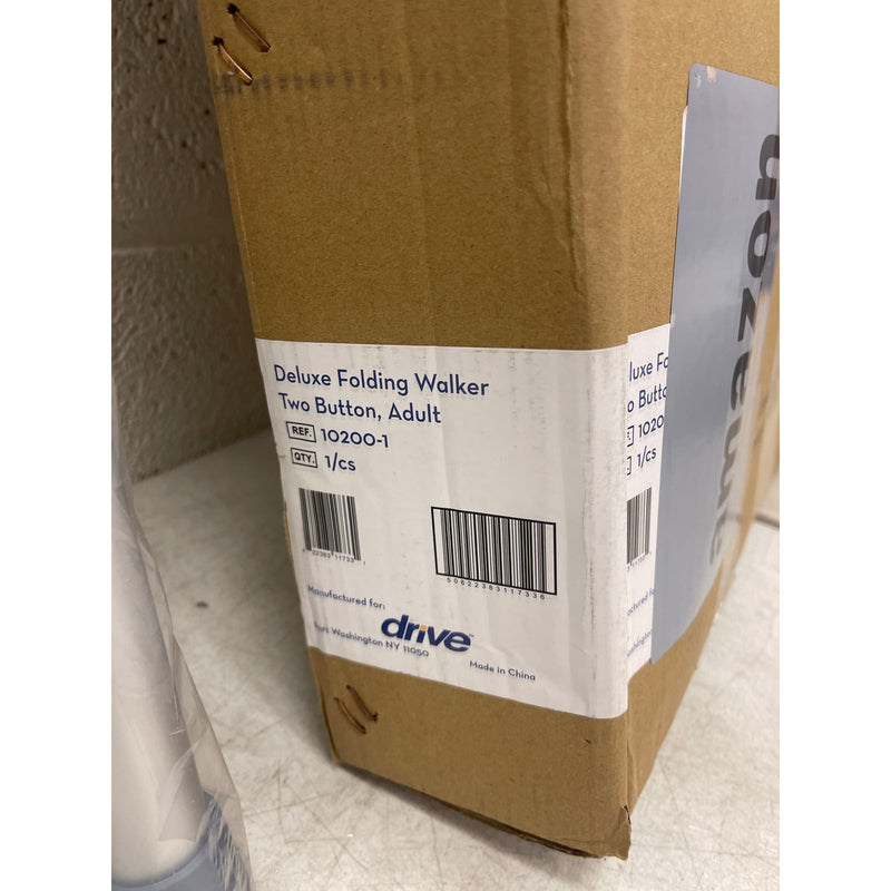 Drive Medical Deluxe 2-Button Folding Walker, Silver, 10200-1 Lightweight