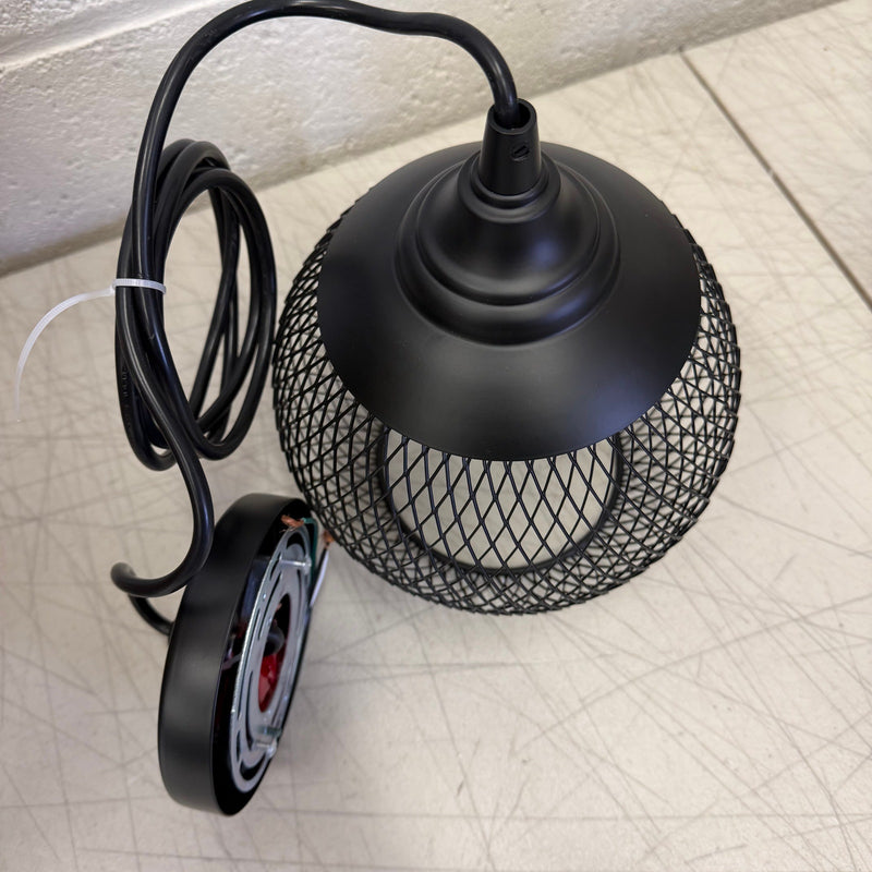 Hanging Cage Chandelier Ceiling Light Hollow Wrought Iron, Black, 6.5" W x 10" H