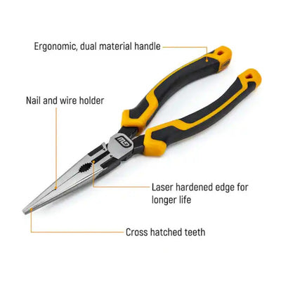 GEARWRENCH 8 in. PITBULL Dual Material Long Nose Pliers, Hand Tools - 82177C