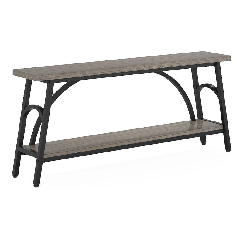 Tribesigns 2-Tier Console Table 70.8" Sofa Table Hallway Table, Open Shelf, Gray