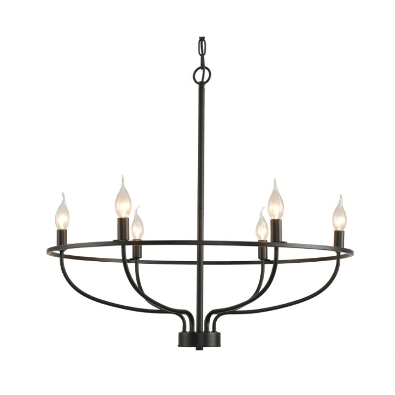 TDGXFL 6-Light Black Chandelier Light Fixture Wagon Wheel Chandelier 28.6in E12